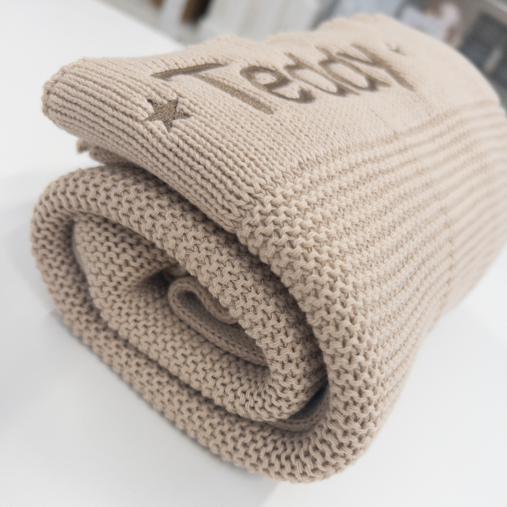 Personalised Baby Blanket - Beige Knit