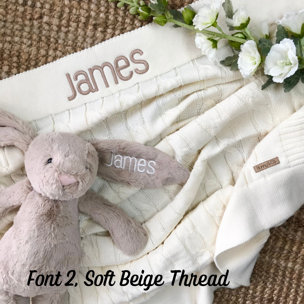 Personalised Baby Blanket - Cream Cable Knit