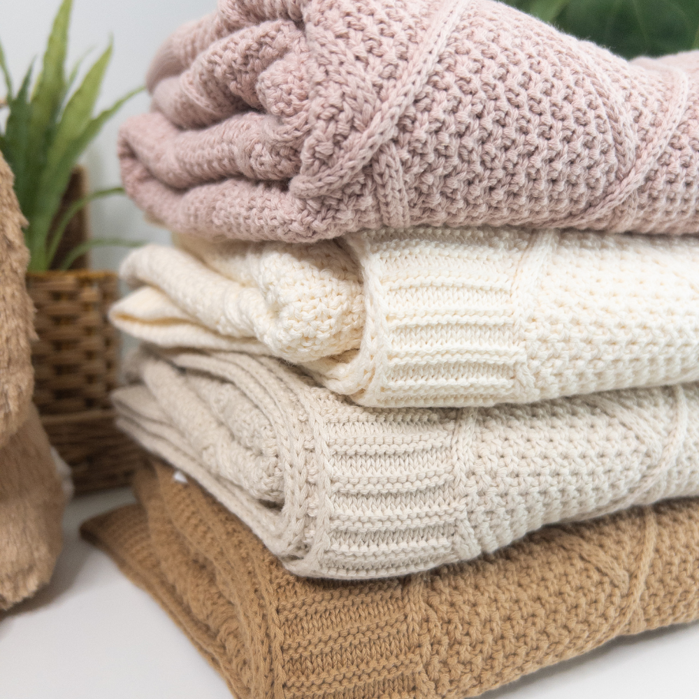 Personalised Diamond Knit Baby Blanket - Milk