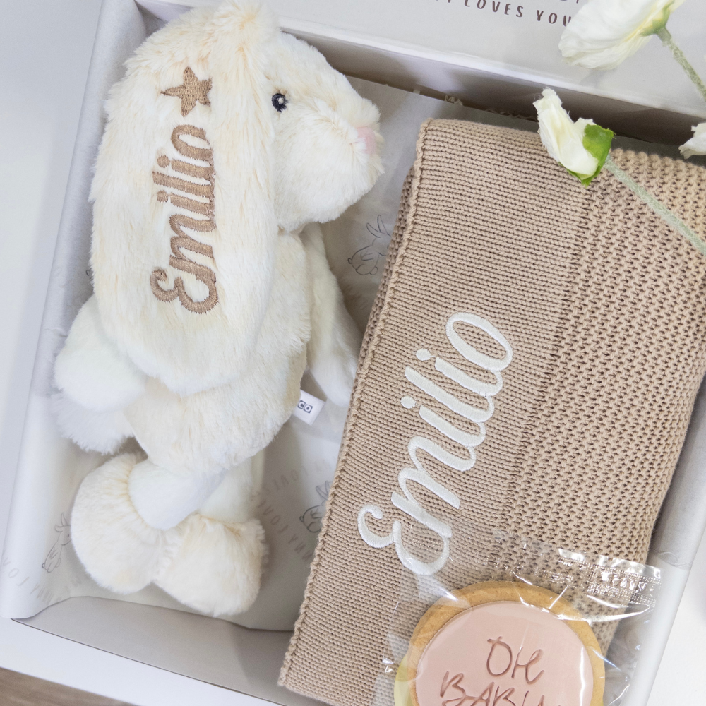 SAME-DAY Small Cream Frankie Bunny & Beige Blanket Hamper
