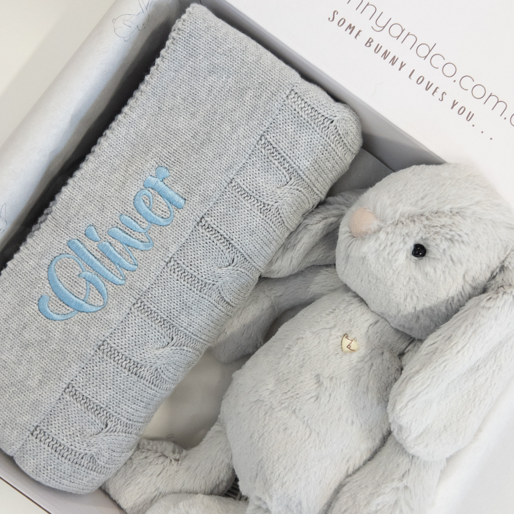 SAME-DAY Snuggle Bunny & Blanket Hamper - Moonbeam