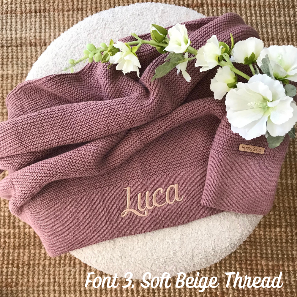 Personalised Baby Blanket - Dusty Plum Knit