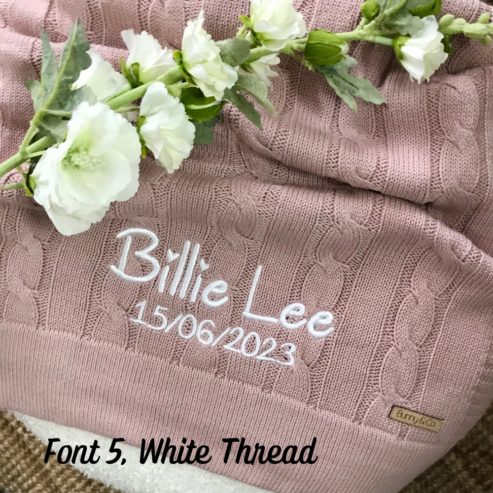 Personalised Baby Blanket - Mauve Cable Knit