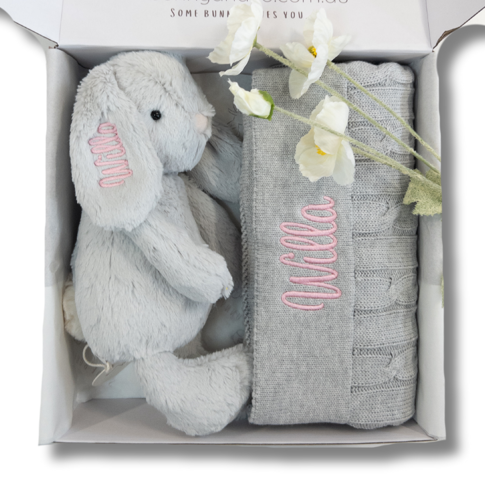 SAME-DAY Snuggle Bunny & Blanket Hamper - Moonbeam