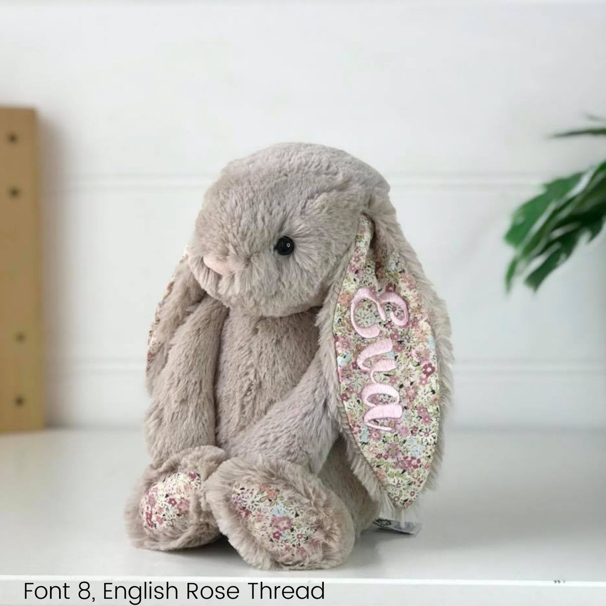 Personalised Jellycat Bunny Australia Bea Beige Blossom Name on Ear