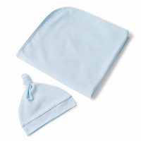 Snuggle Hunny Jersey Wrap & Beanie Set | Baby Blue