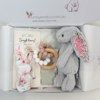 Personalised Silver Blossom Jellycat Bunny Gift Hamper