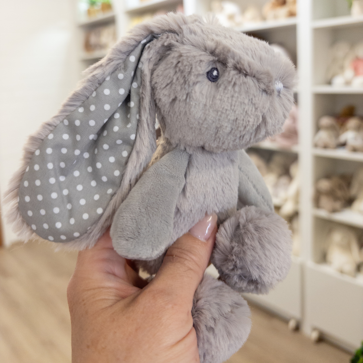 Personalised Tiny Spotty Bunnies 17cm - Grey