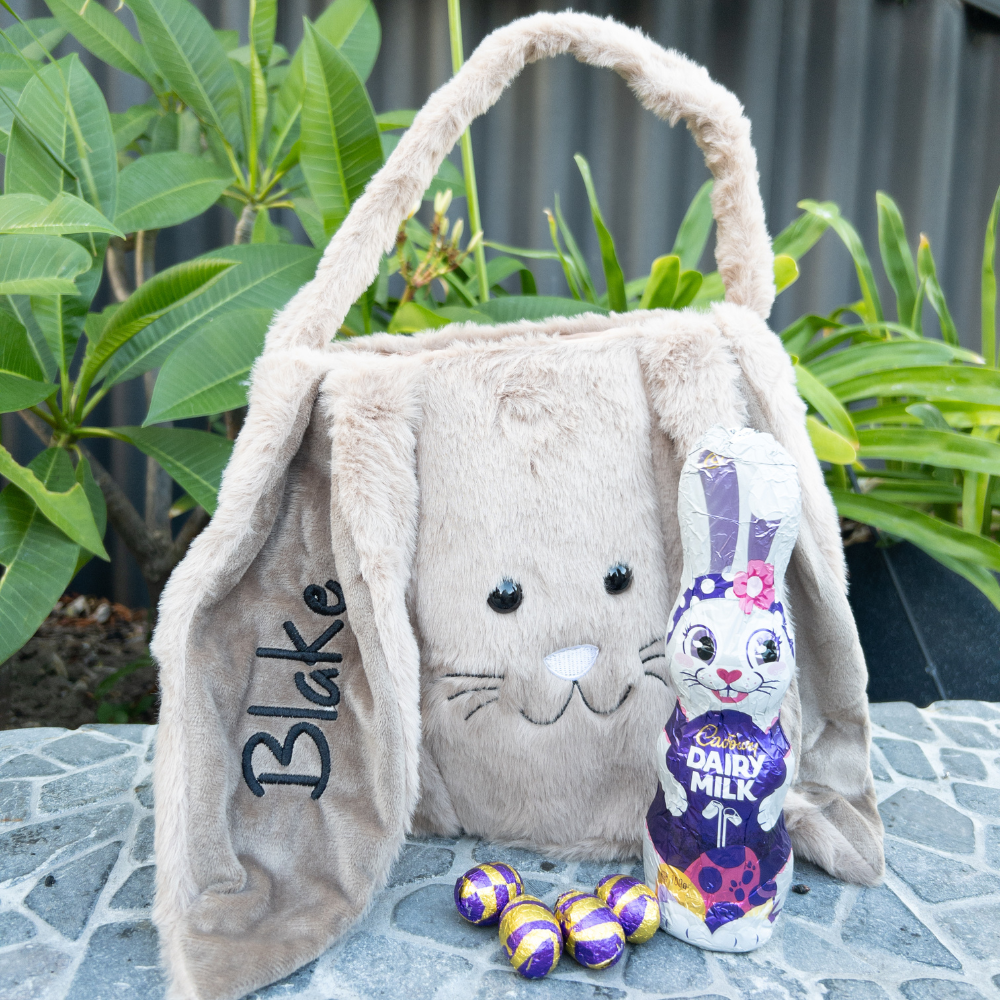 Personalised Easter Bunny Rabbit Basket - Brown