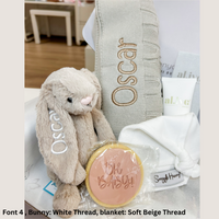 Personalised Beige Jellycat Bunny & Stone Cable Knit Gift Hamper