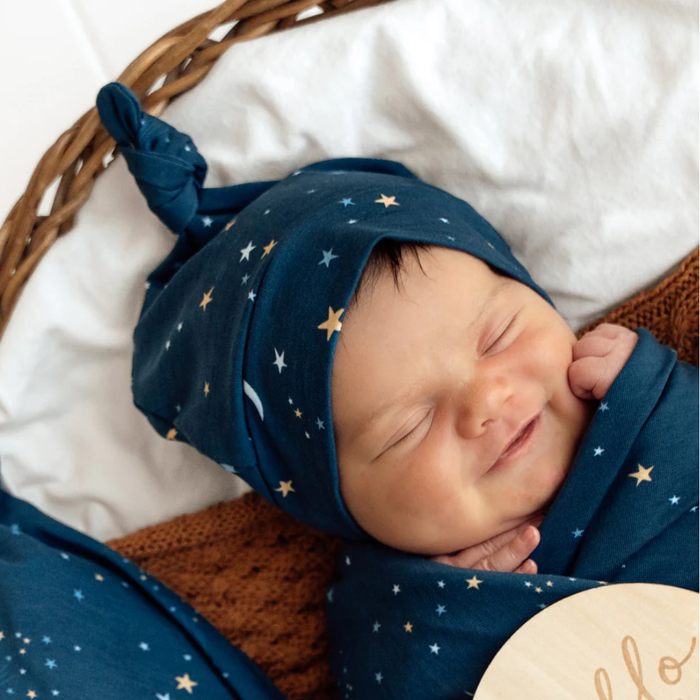 Snuggle Hunny Jersey Organic Knotted Beanie | Starry Night