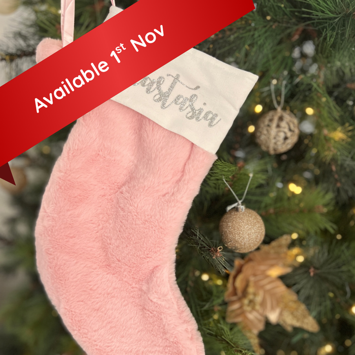 Personalised Christmas Santa Stocking - Pink