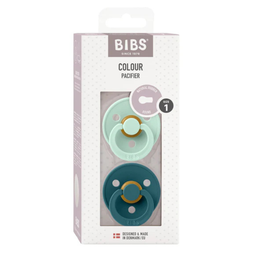 BIBS | Coloured Round Pacifier | Nordic Mint/ Forrest Lake