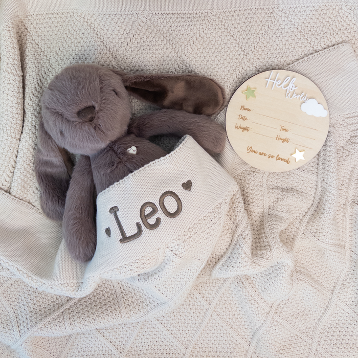 Birth Announcement Plaque - Hello World Round (12cm)