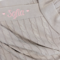 Pre-Stitched "Sofia" Stone Knit Blanket with hearts