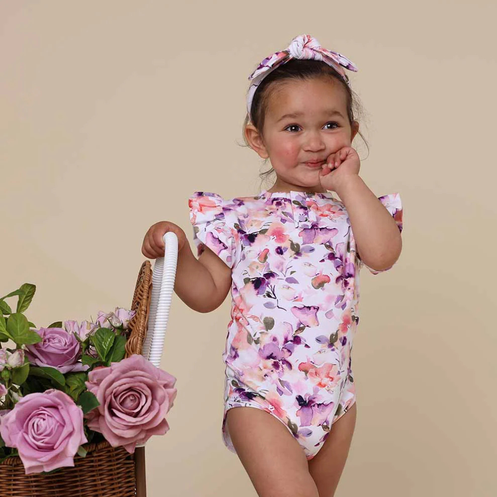 Snuggle Hunny Short Sleeve Bodysuit with Frill | Blushing Beauty