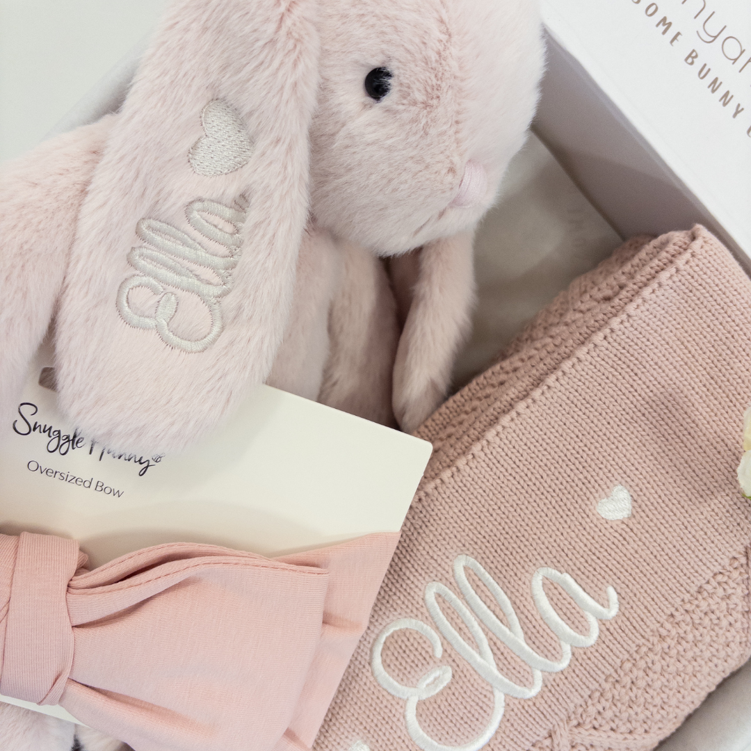 Personalised Bunny & Blanket Gift Hamper - Blossom & Bow