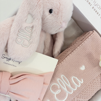 Personalised Bunny & Blanket Gift Hamper - Blossom & Bow