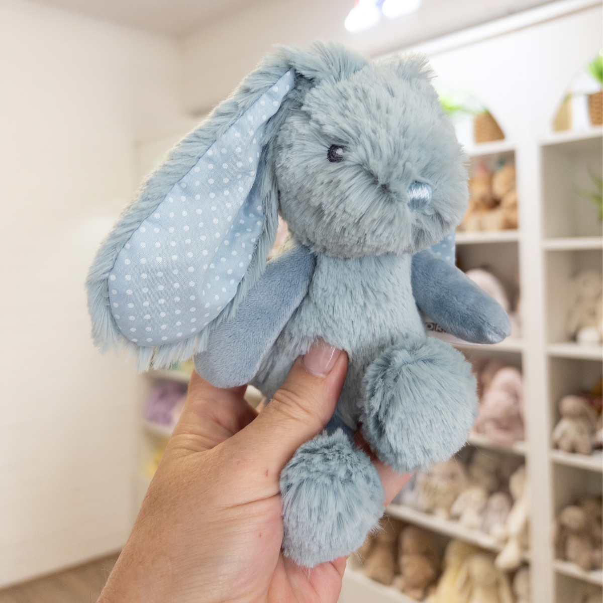 Personalised Tiny Spotty Bunnies 17cm - Teal Blue