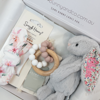 Personalised Silver Blossom Jellycat Bunny Gift Hamper