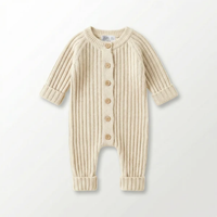 Little B's Knitted Cotton Rib Romper - Honey Milk