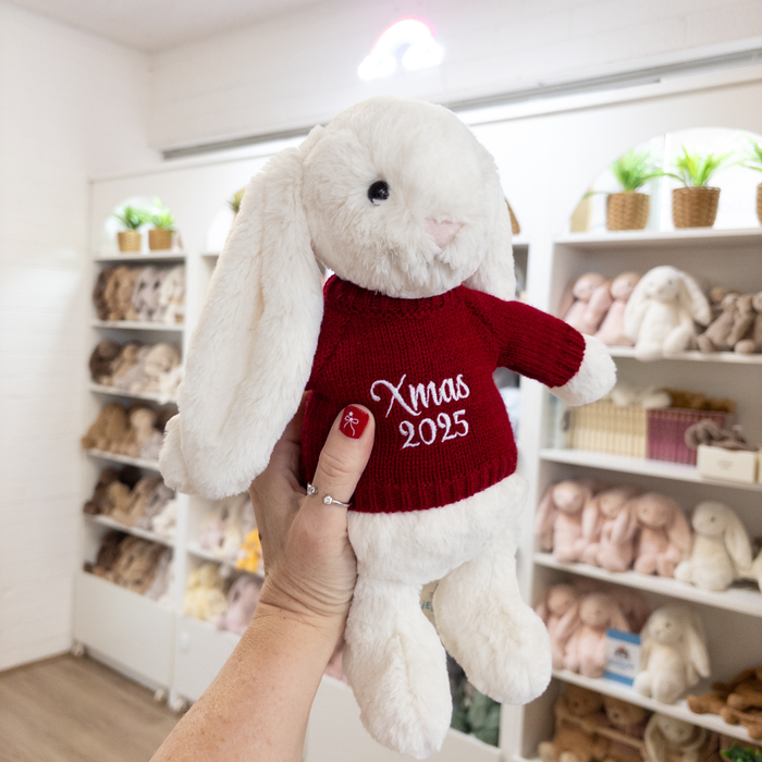 Jellycat Bashful Bunny Cream with Xmas 2025 Jumper