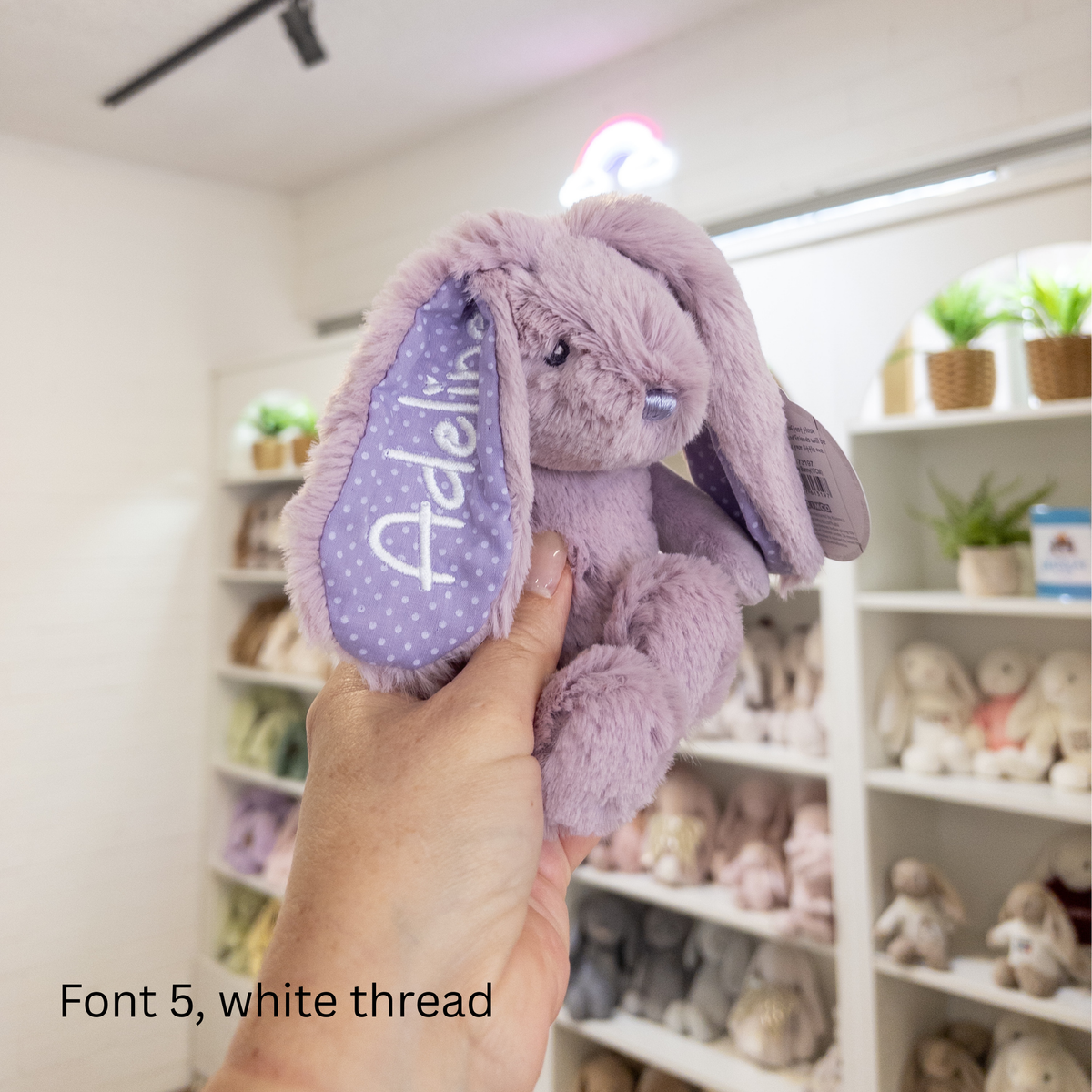 Personalised Tiny Spotty Bunnies 17cm - Lavender