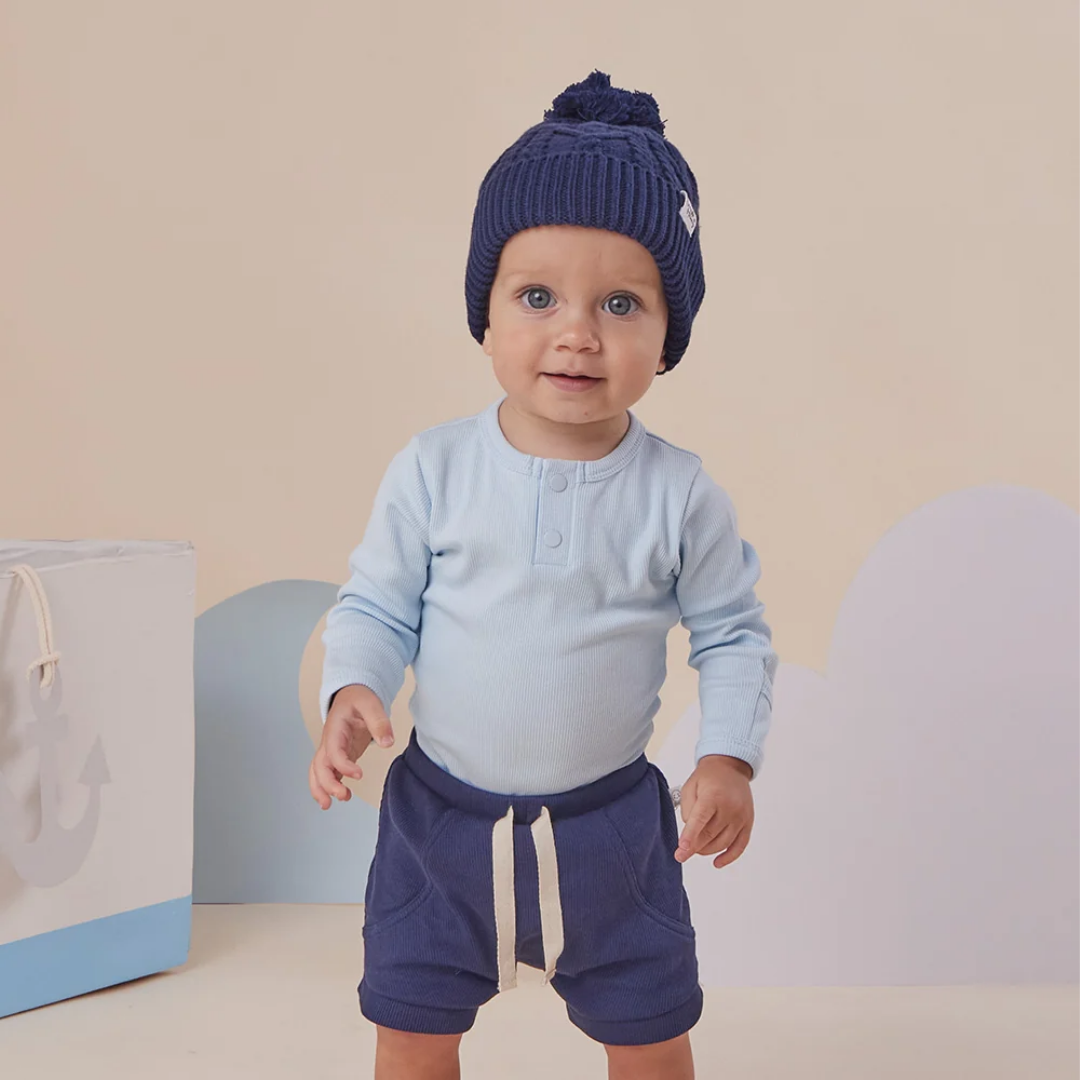 Snuggle Hunny Long Sleeve Organic Bodysuit - Baby Blue
