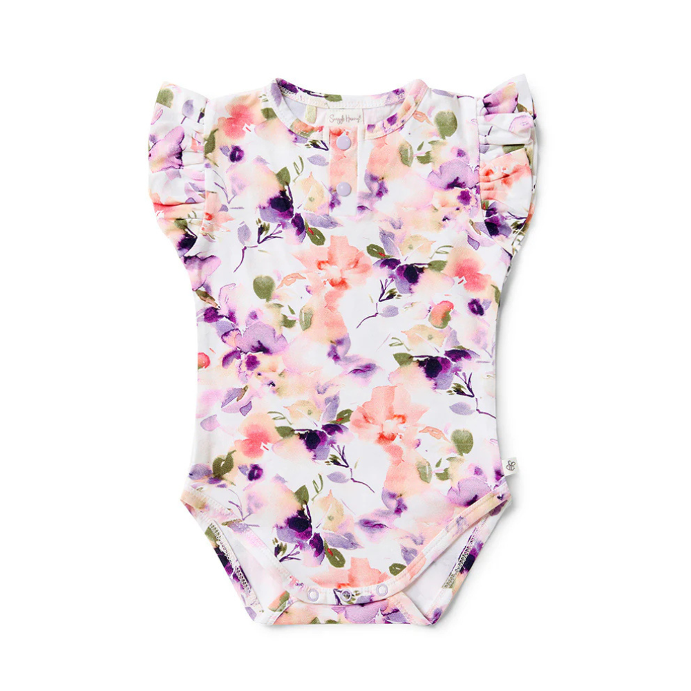 Snuggle Hunny Short Sleeve Bodysuit with Frill | Blushing Beauty