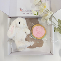 Personalised Baby Girl Snuggle & Treat Box - Marshmallow Snuggle Bunnies