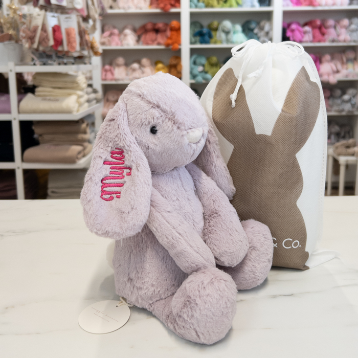 Personalised Jamie Kay Snuggle Bunnies - Penelope the Bunny 30cm Violet