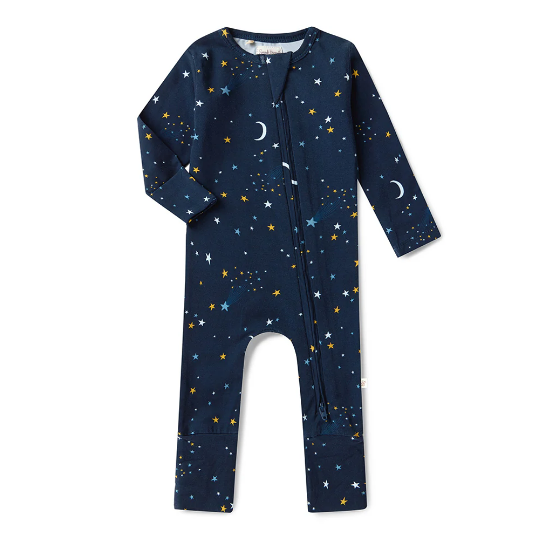 Snuggle Hunny Organic Snugglesuit Convertible Romper| Starry Night