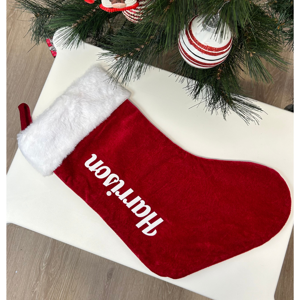 Personalised Christmas Santa Stocking - Red with Fur Trim