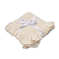 Snuggle Hunny Personalised Ruffle Knit Baby Blanket - Cream