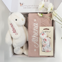 Personalised Bunny & Blanket Gift Hamper - Marshmallow Rosewater