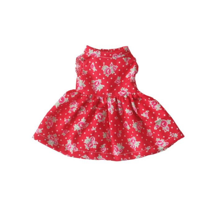 Alimrose Doll Dress Red Floral -  SMALL