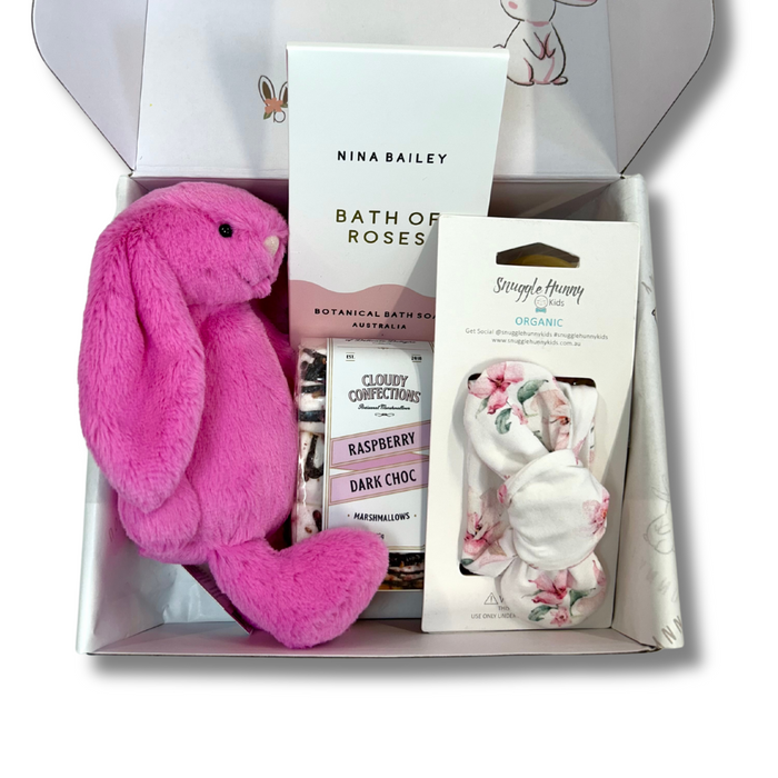 Personalised Small Hot Pink Jellycat Bunny Gift Set