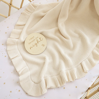 Snuggle Hunny Personalised Ruffle Knit Baby Blanket - Cream