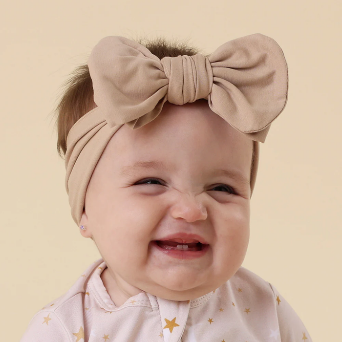Snuggle Hunny Topknot Oversized Bow- Pebble