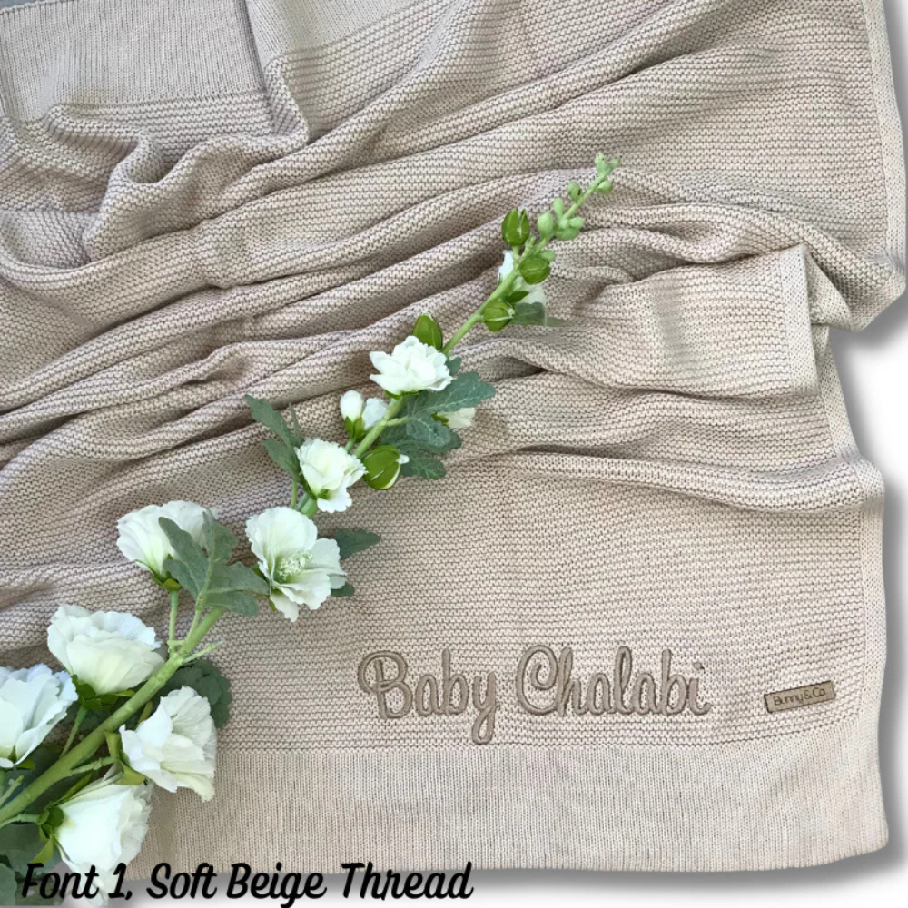 Personalised Beige Snuggle Bunny & Beige Knit Blanket Gift Set