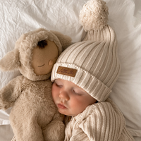 Little B's Knitted Cotton Rib Beanie - Honey Milk