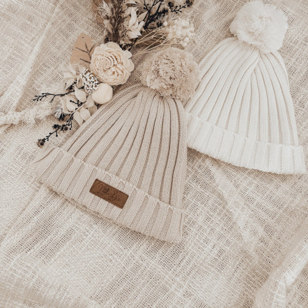 Little B's Knitted Cotton Rib Beanie - Honey Milk