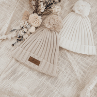 Little B's Knitted Cotton Rib Beanie - Honey Milk