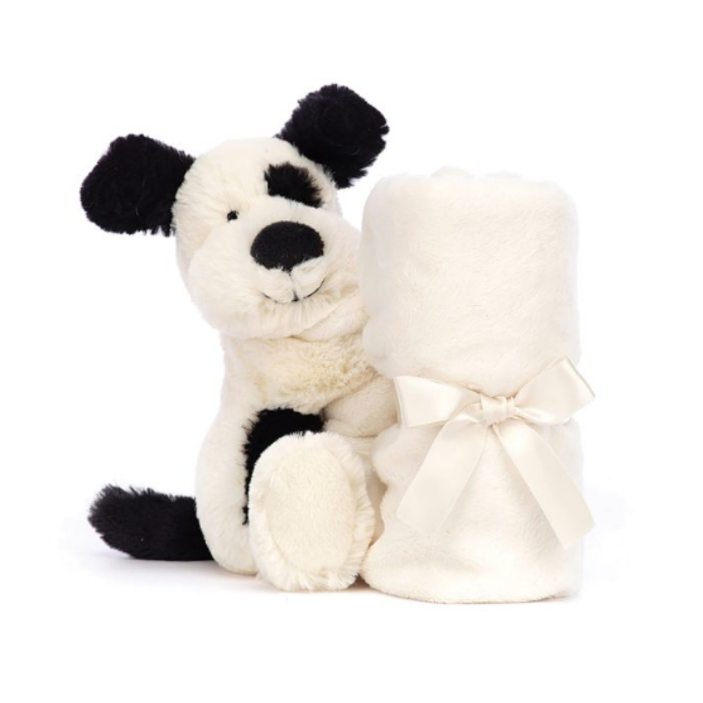 Personalised Jellycat Soother - Black & Cream Puppy