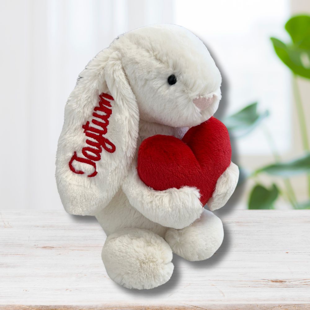 Personalised Red Love Heart Jellycat Bunny