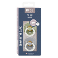 BIBS | Coloured Round Pacifier | Glow in the Dark | Sage/Cloud