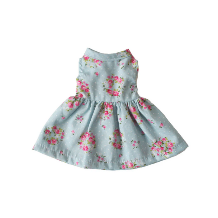 Alimrose Doll Dress Blue Rose Floral -  SMALL