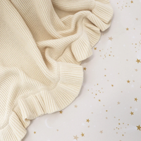 Snuggle Hunny Personalised Ruffle Knit Baby Blanket - Cream