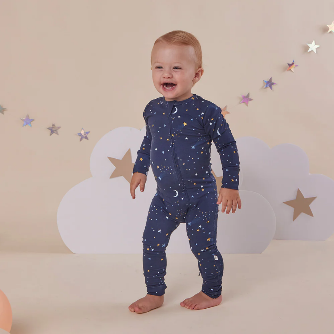 Snuggle Hunny Organic Snugglesuit Convertible Romper| Starry Night