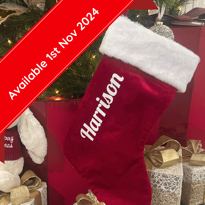 Personalised Christmas Santa Stocking - Red with Fur Trim (AVAILABLE 1 NOV 24)